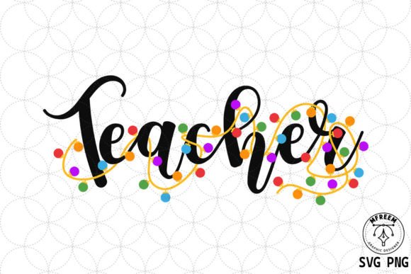 Christmas Teacher SVG PNG for Festive Embroidery